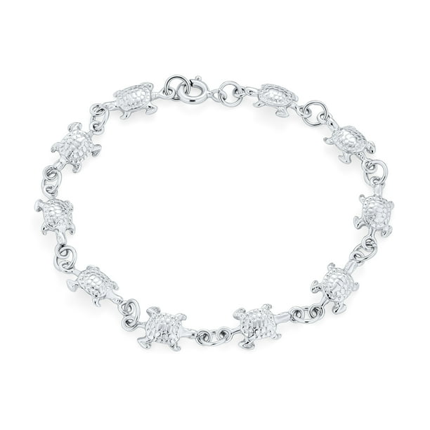 Sterling Silver Fine Chain Bracelet With Turtle Tortoise Charm Silver Bracelet Sterling Silver Fine Chain Bracelet With Turtle Tortoise Charm Silver Bracelet